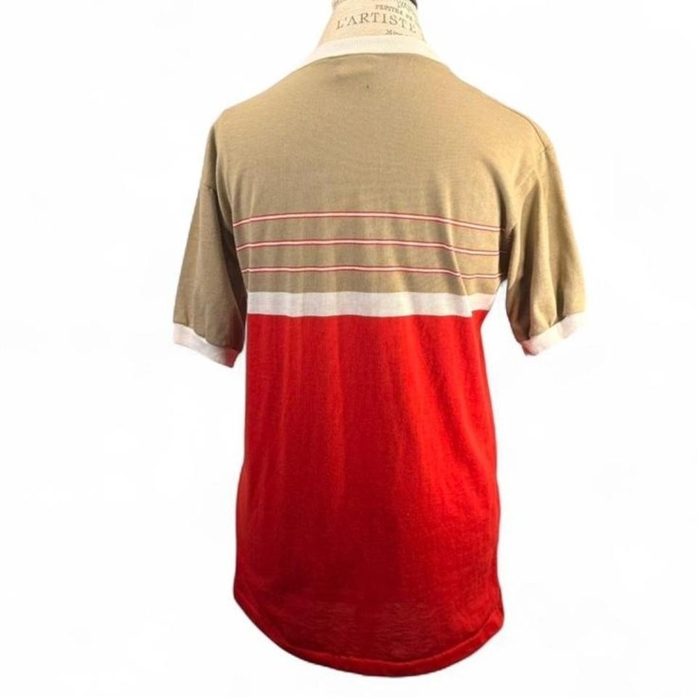Vintage 80s Track & Court Stripe Color Block T Shirt Mens Medium - Picture 3 of 8